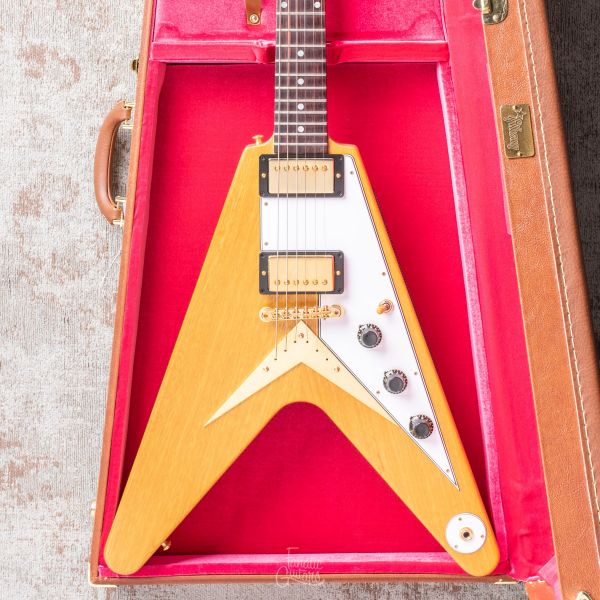Guitare Électrique Epiphone 1958 Korina Flying V - Pickguard Blanc Vieilli | Modèle Collector