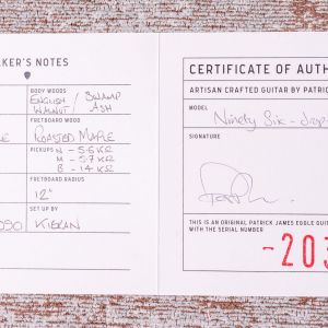 Patrick James Eggle 96 Drop Top, English Walnut