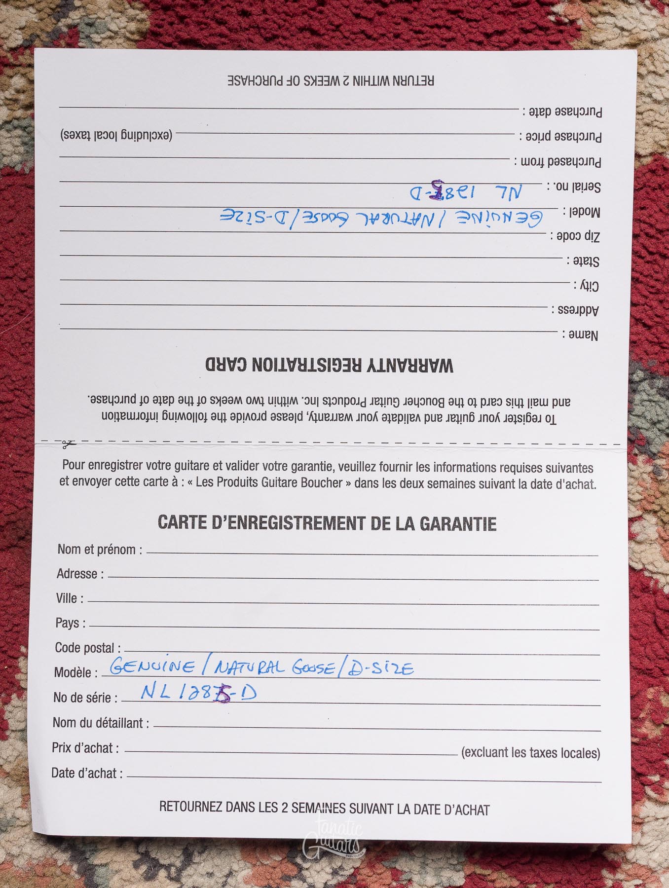 Boucher Genuine Natural Goose Dreadnought #NL1285D Second Hand