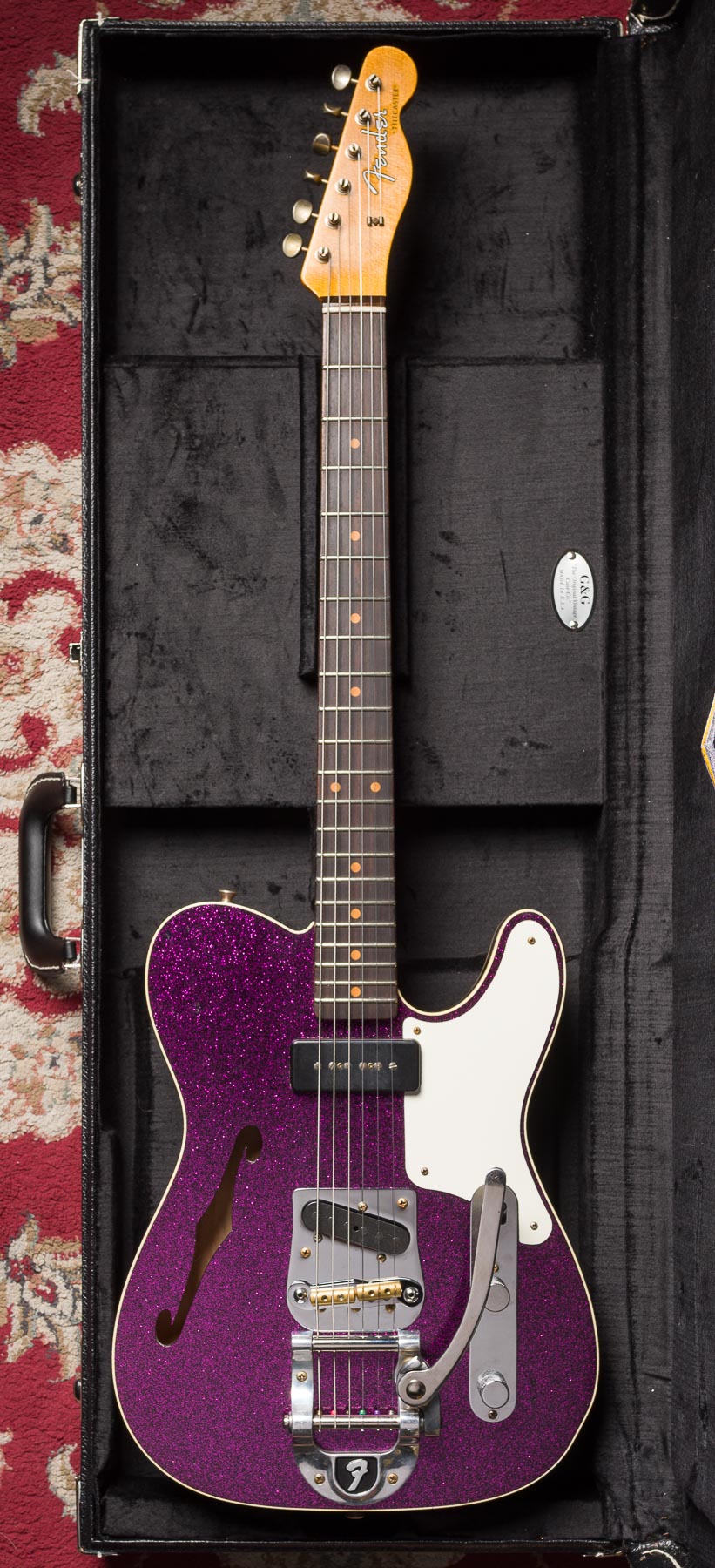 Fender Custom Shop Limited P90 Thinline Journeyman Relic - Magenta Sparkle #CZ580093 Segunda Mano