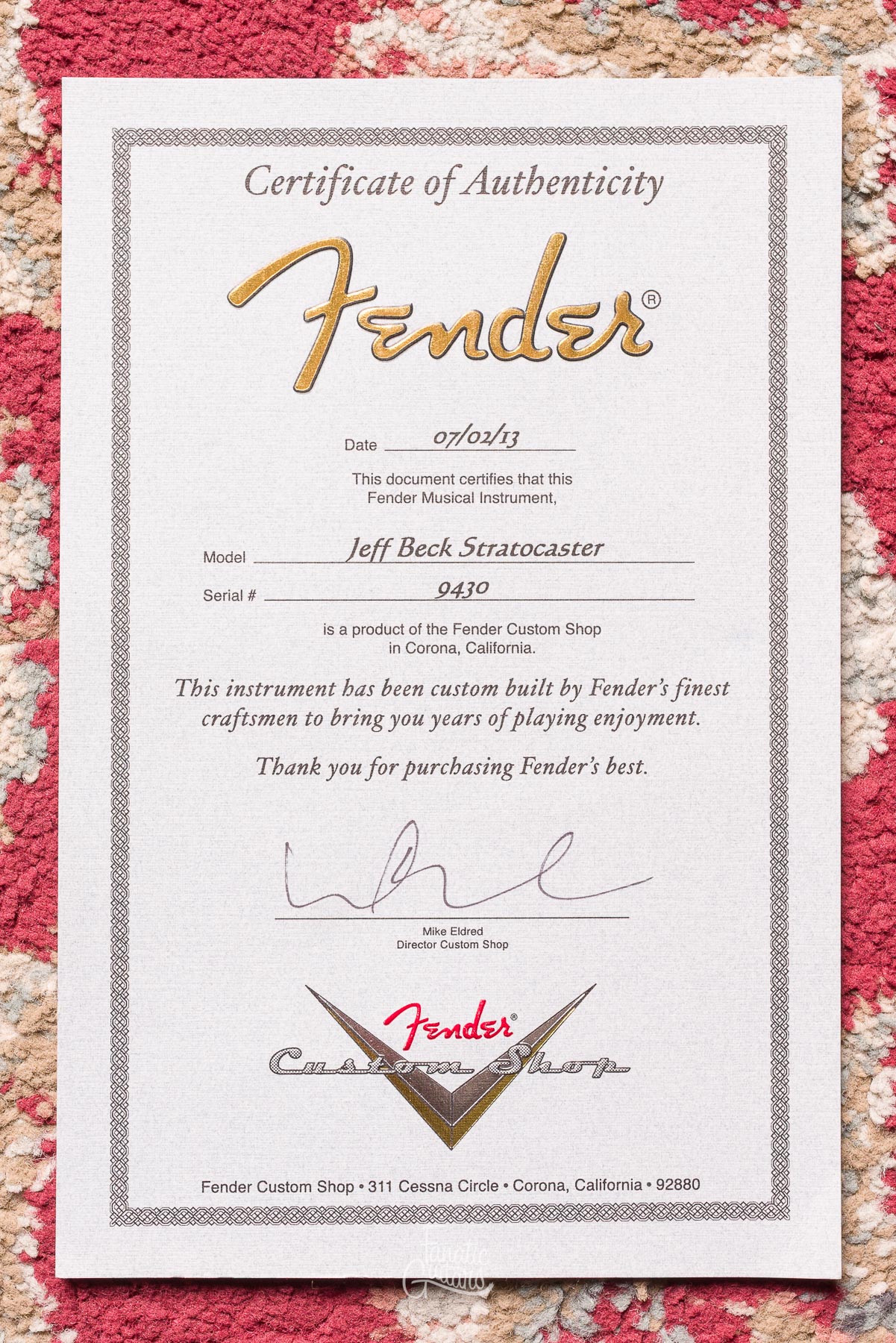 Fender Custom Shop Jeff Beck Stratocaster - Surf Green #9430 Second Hand