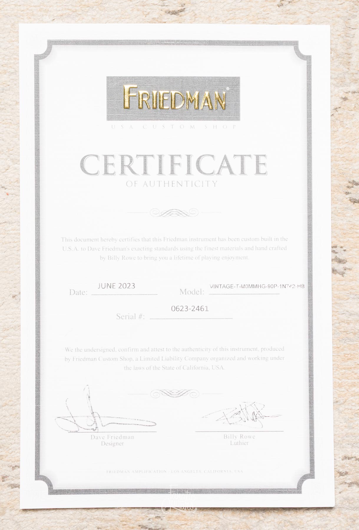 Friedman Vintage-T - Aged Blue Metallic #0623-2461