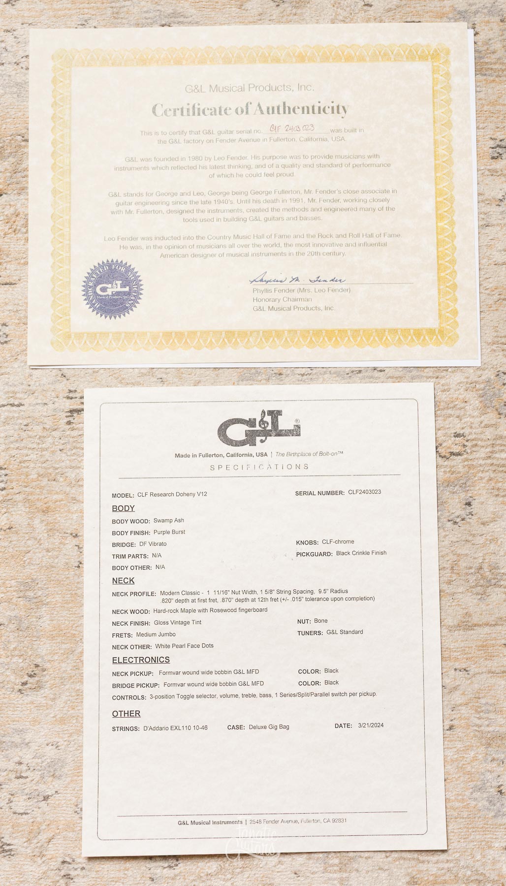 G&L CLF Research Doheny V12 - Purple Burst #CLF2403023