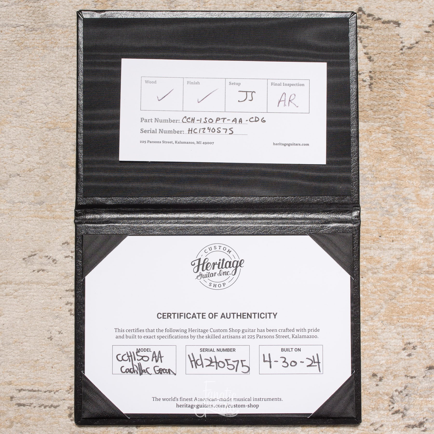 Heritage Guitars Custom Shop Core H-150 - Cadillac Green (Artisan Aged) #HC1240575