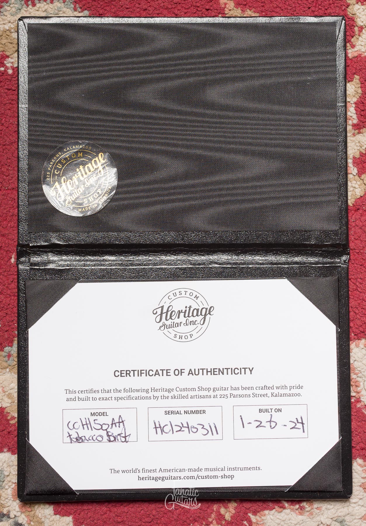 Heritage Custom Shop Core H-150 - Tobacco Sunburst (Artisan Aged) #HC1240311 Second Hand