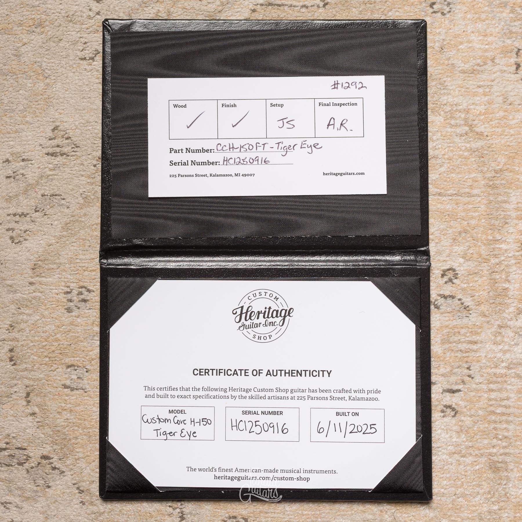 Heritage Custom Shop Factory Special H-150, 60s Neck - Tiger Eye #1250916