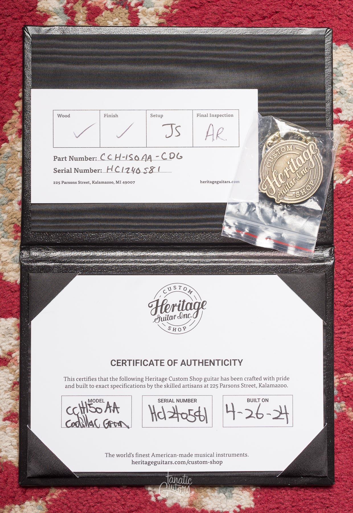 Heritage Guitars Custom Shop Core H-150 - Cadillac Green (Artisan Aged) #HC1240581 Segunda Mano