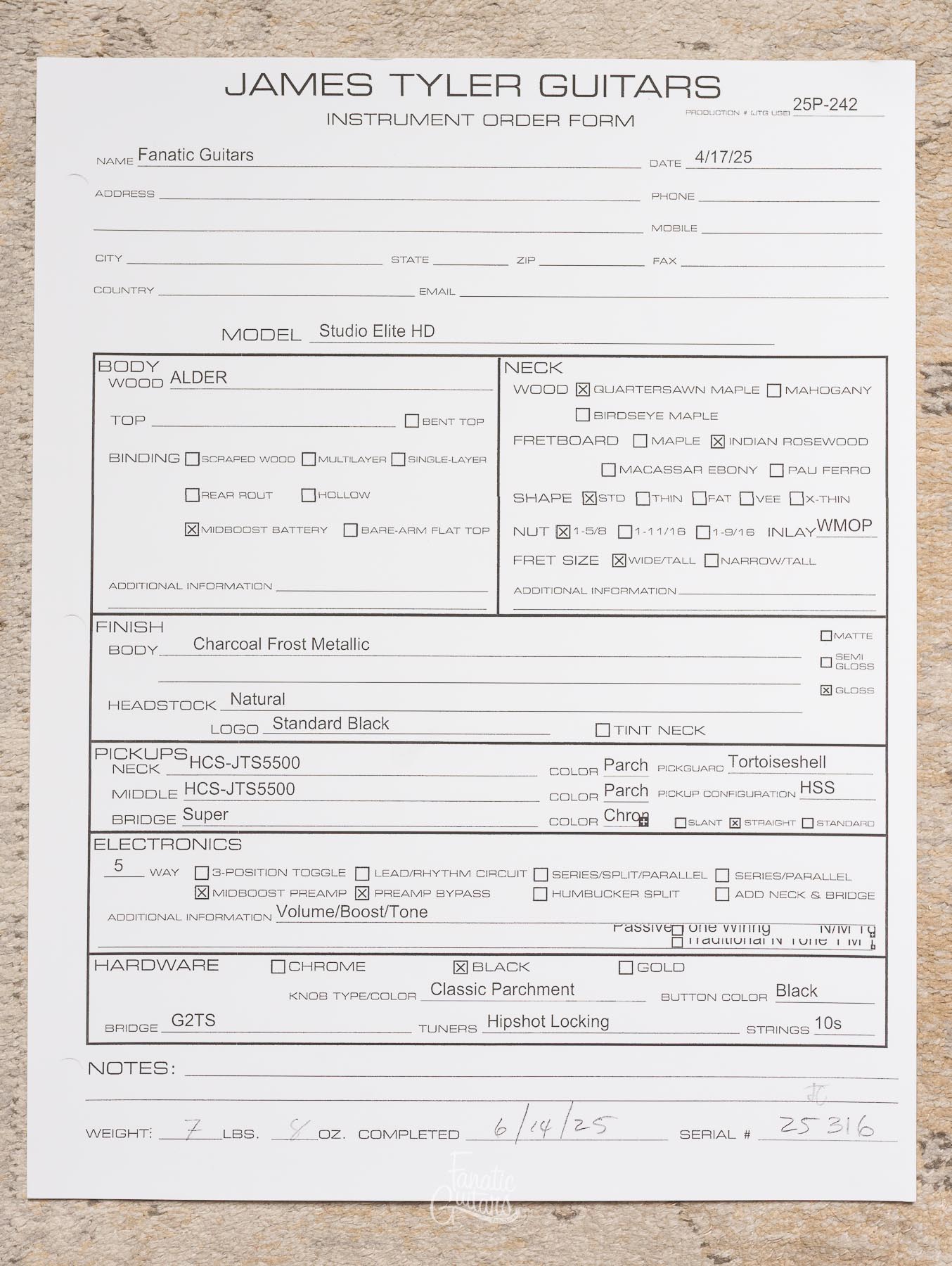 James Tyler Studio Elite HD - Charcoal Frost Metallic #25316