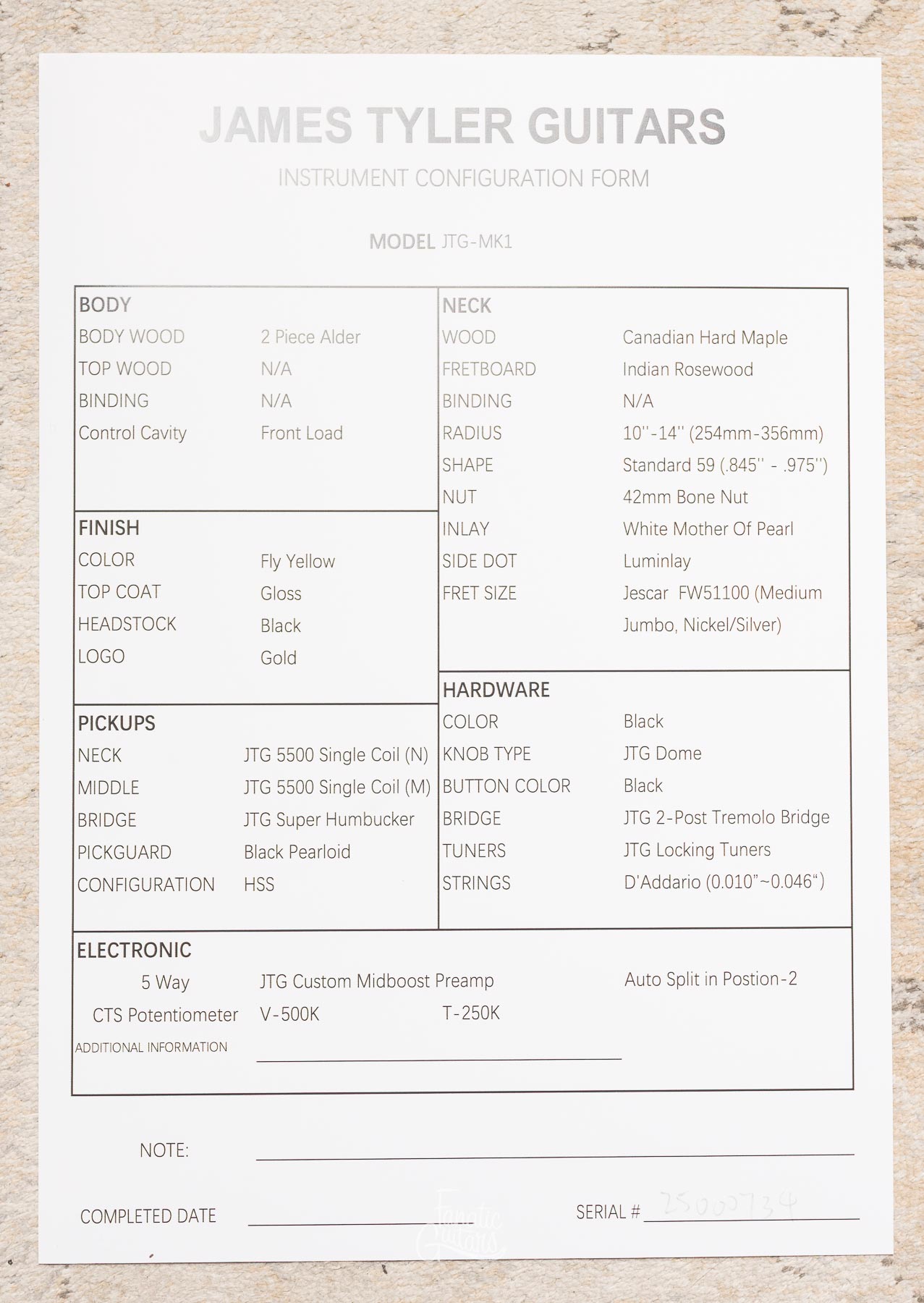 James Tyler JTG-MK1 - Fly Yellow #25000734