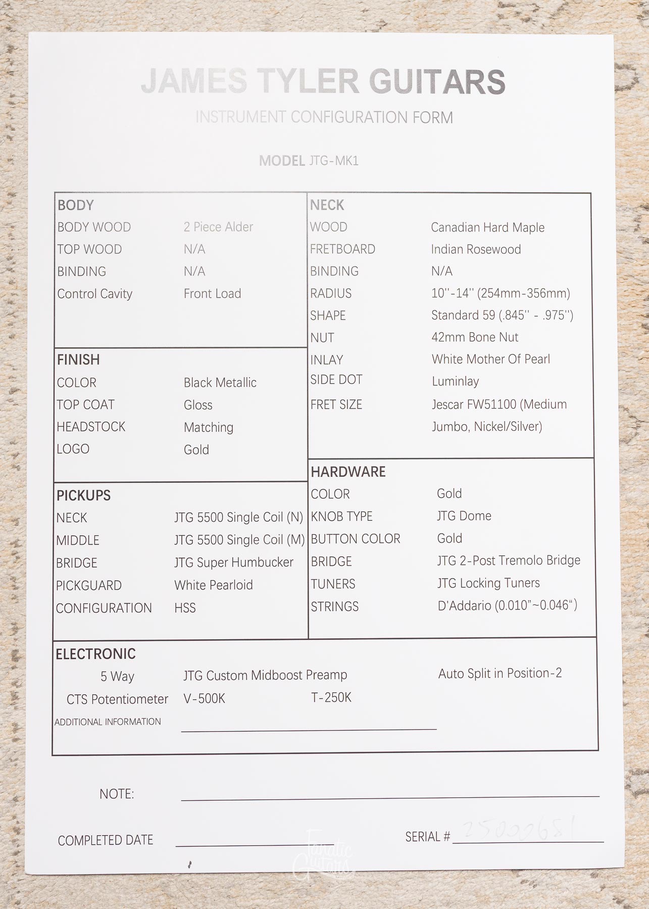 James Tyler JTG-MK1 - Black Metallic #25000681