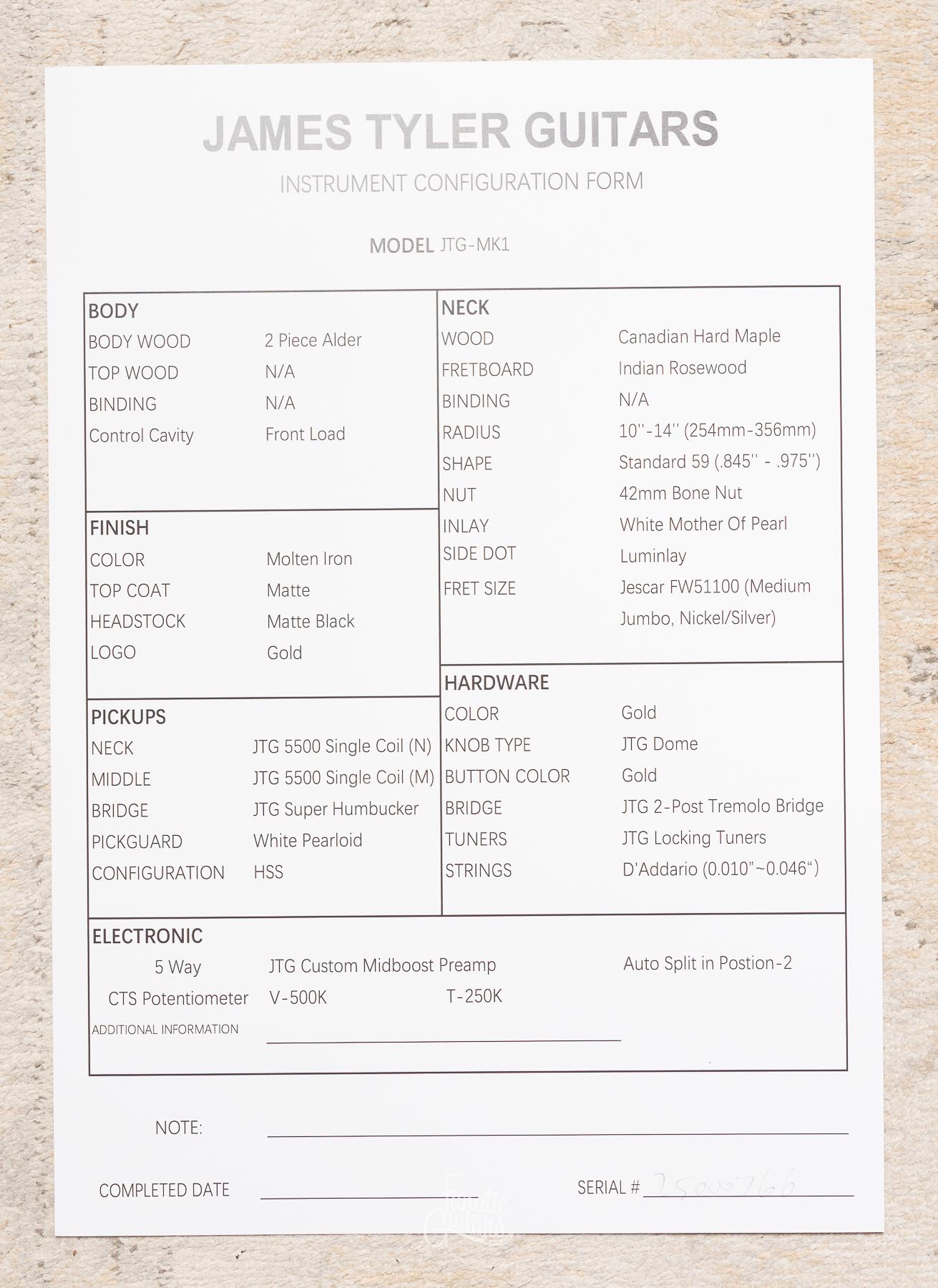 James Tyler JTG-MK1 - Molten Iron #25000766