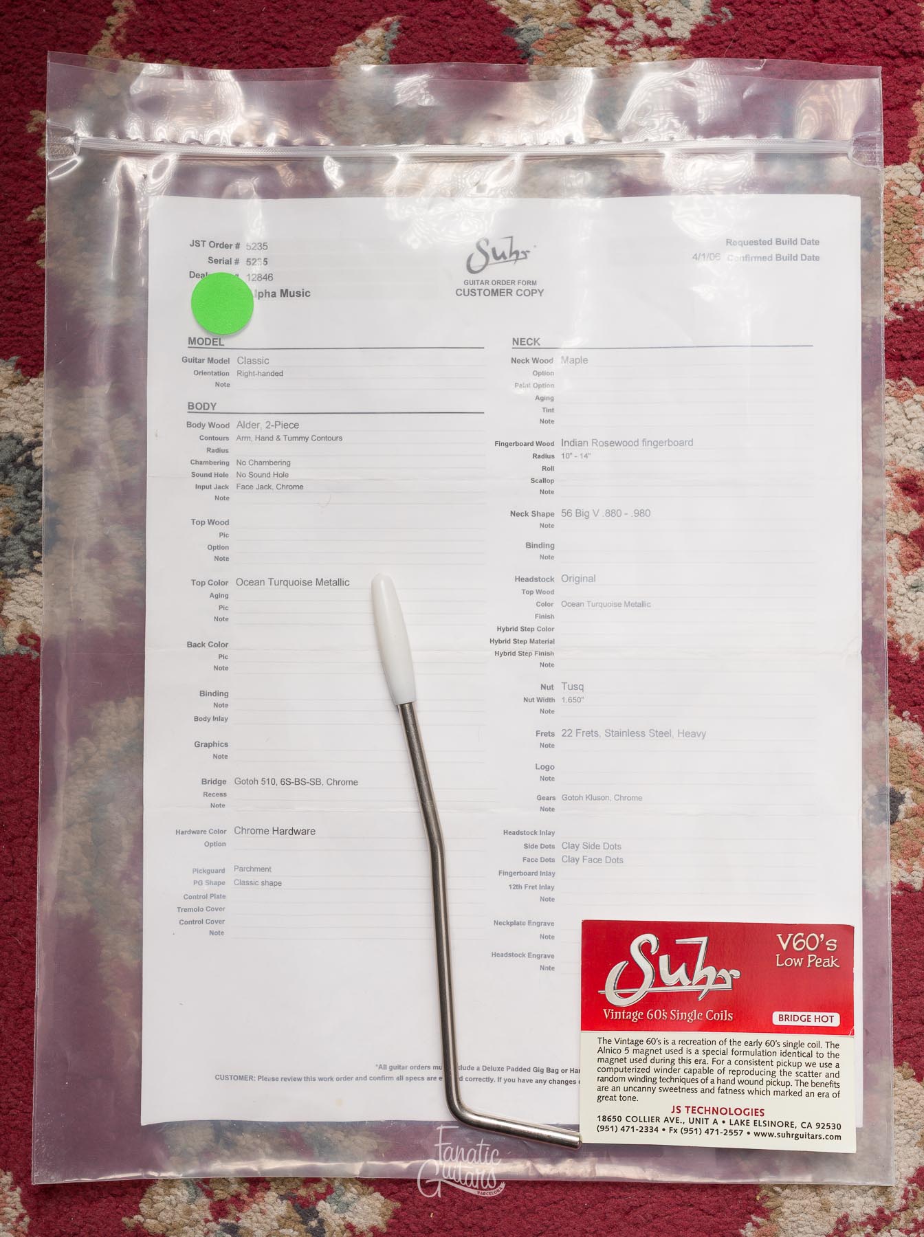 Suhr Classic - Ocean Turquoise Metallic #5235 Segunda Mano