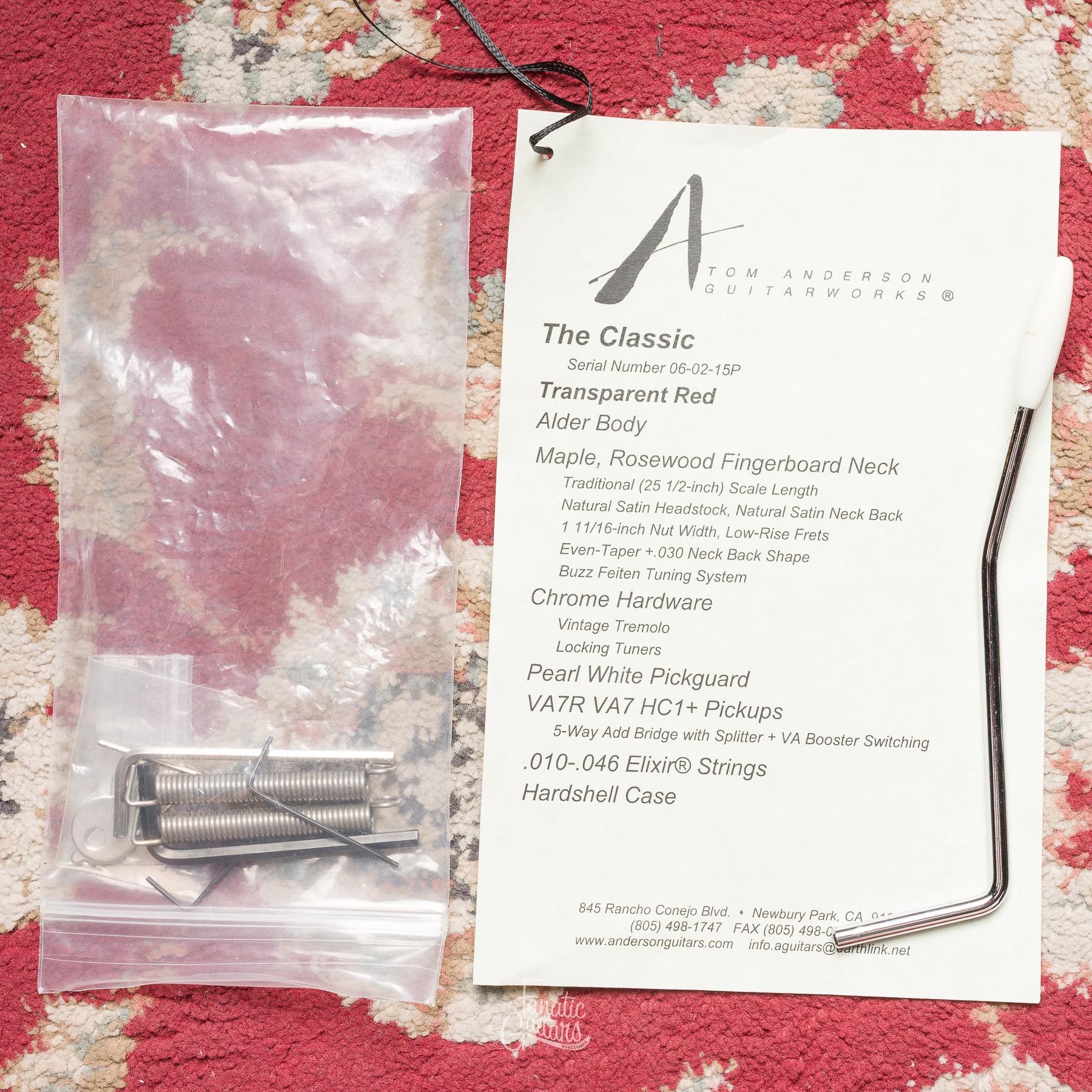 Tom Anderson The Classic - Transparent Red #06-02-15P Second Hand
