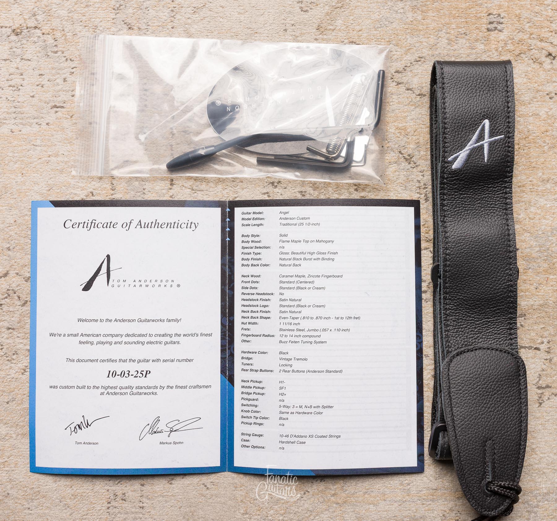 Tom Anderson Angel - Natural Black Burst #10-03-25P