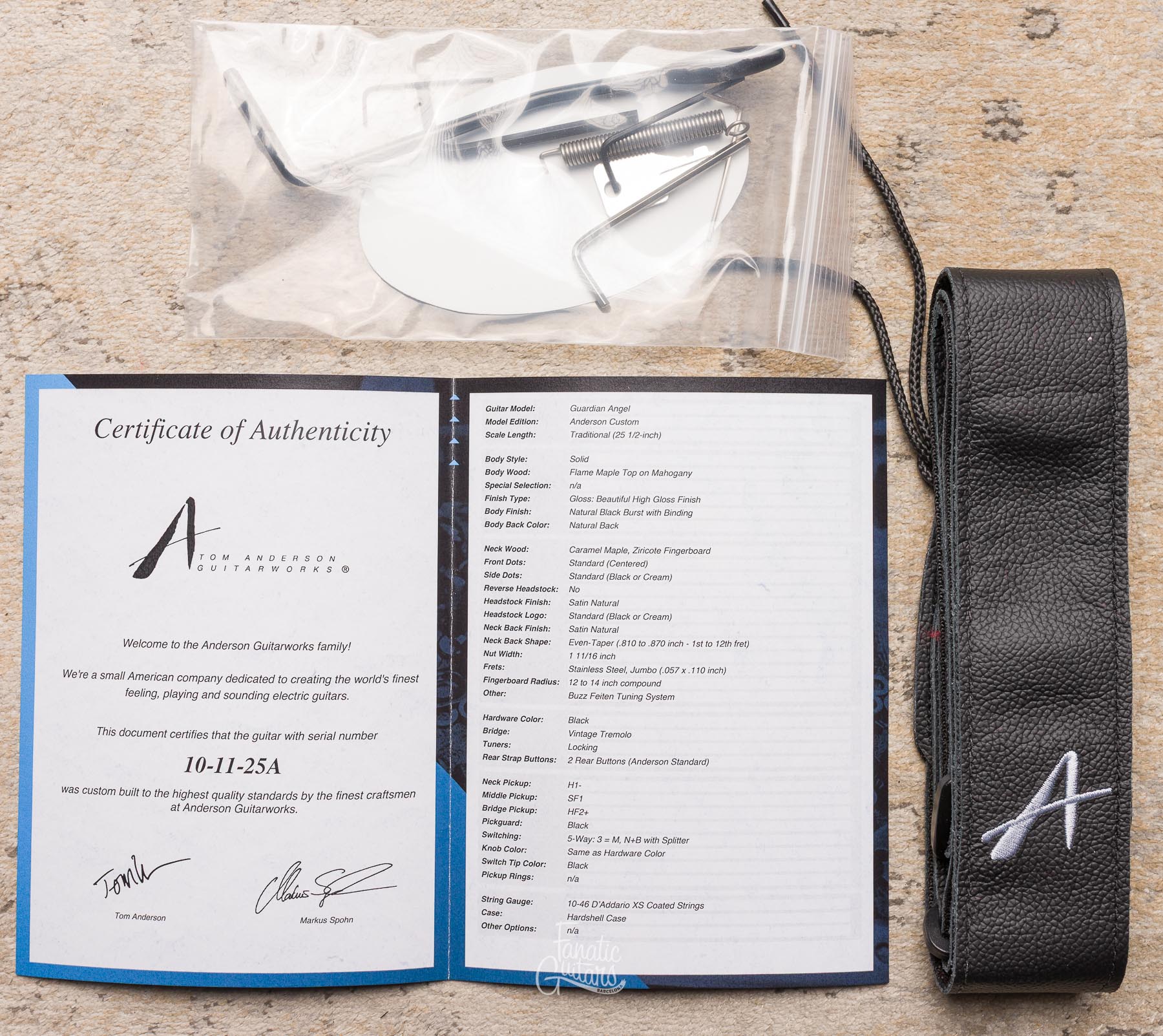 Tom Anderson Guardian Angel - Natural Black Burst #10-11-25A