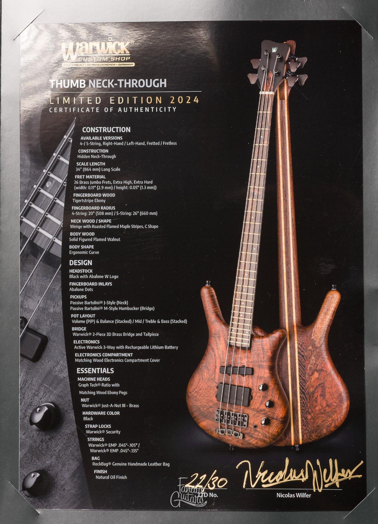 Warwick Masterbuilt Thumb NT, LTD 2024, 5- Natural Oil #B164144-25 Segunda Mano