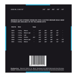 Warwick Cuerdas Bajo 5 Black Label 40-130
