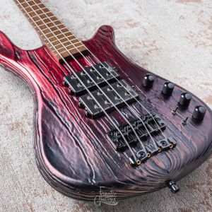 Warwick Custom Shop Streamer $$, 4- Sandblasted Chrome Black to Red Satin